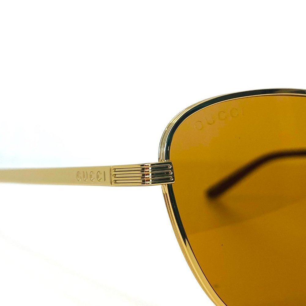 NNWT Gucci GG0803S-002 Gold Cat Eye 58mm Sunglasses - Picture 8 of 13
